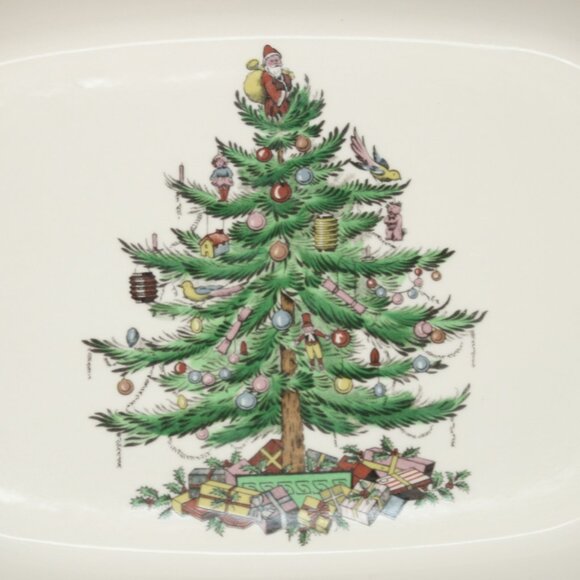 Spode Oval Serving Bowl Vegetable Dish 11.5"x8.5" Christmas Tree England S3324-V - Picture 3 of 6